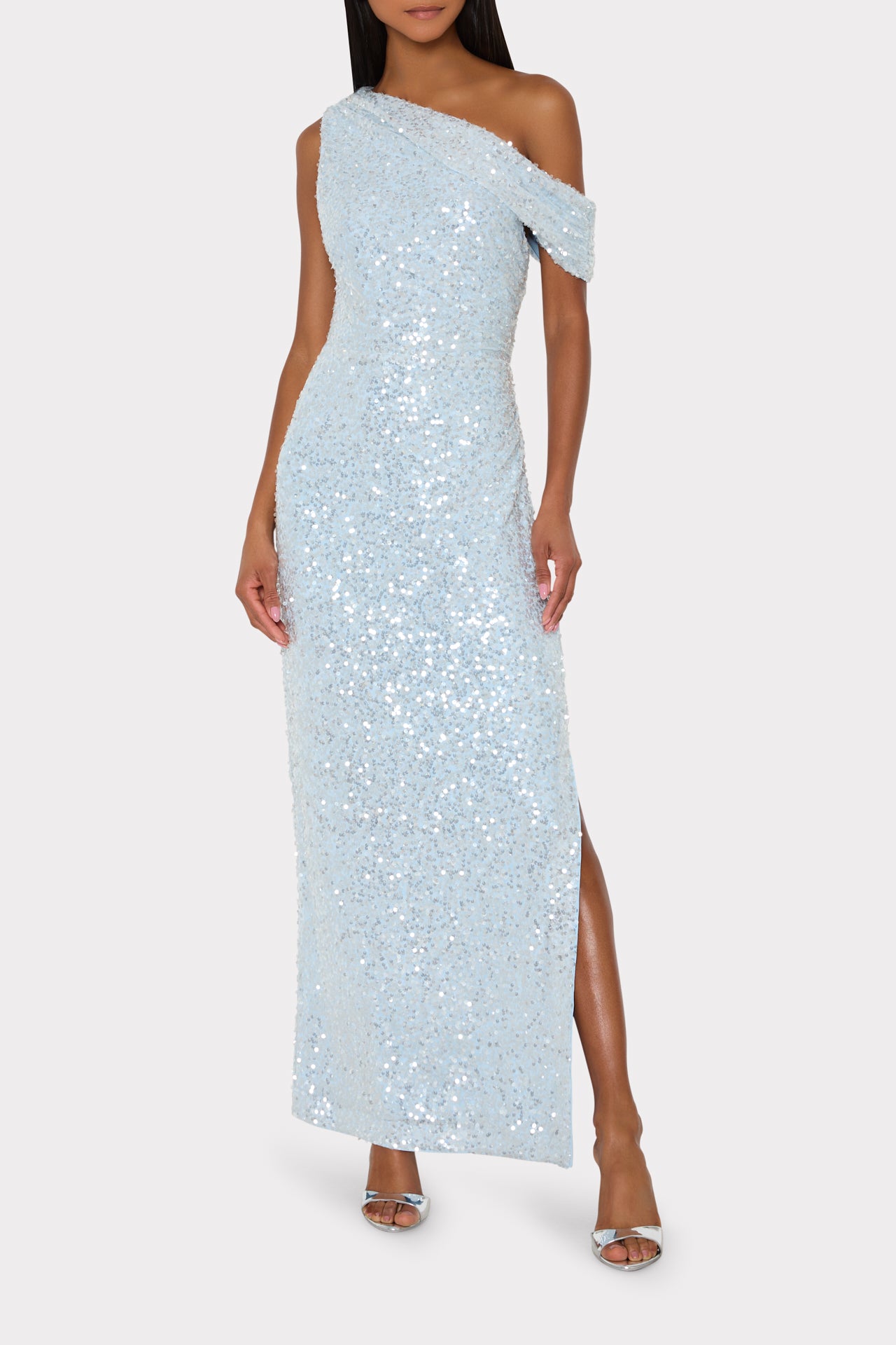 Stevie Sequin Maxi Dress in Light Blue