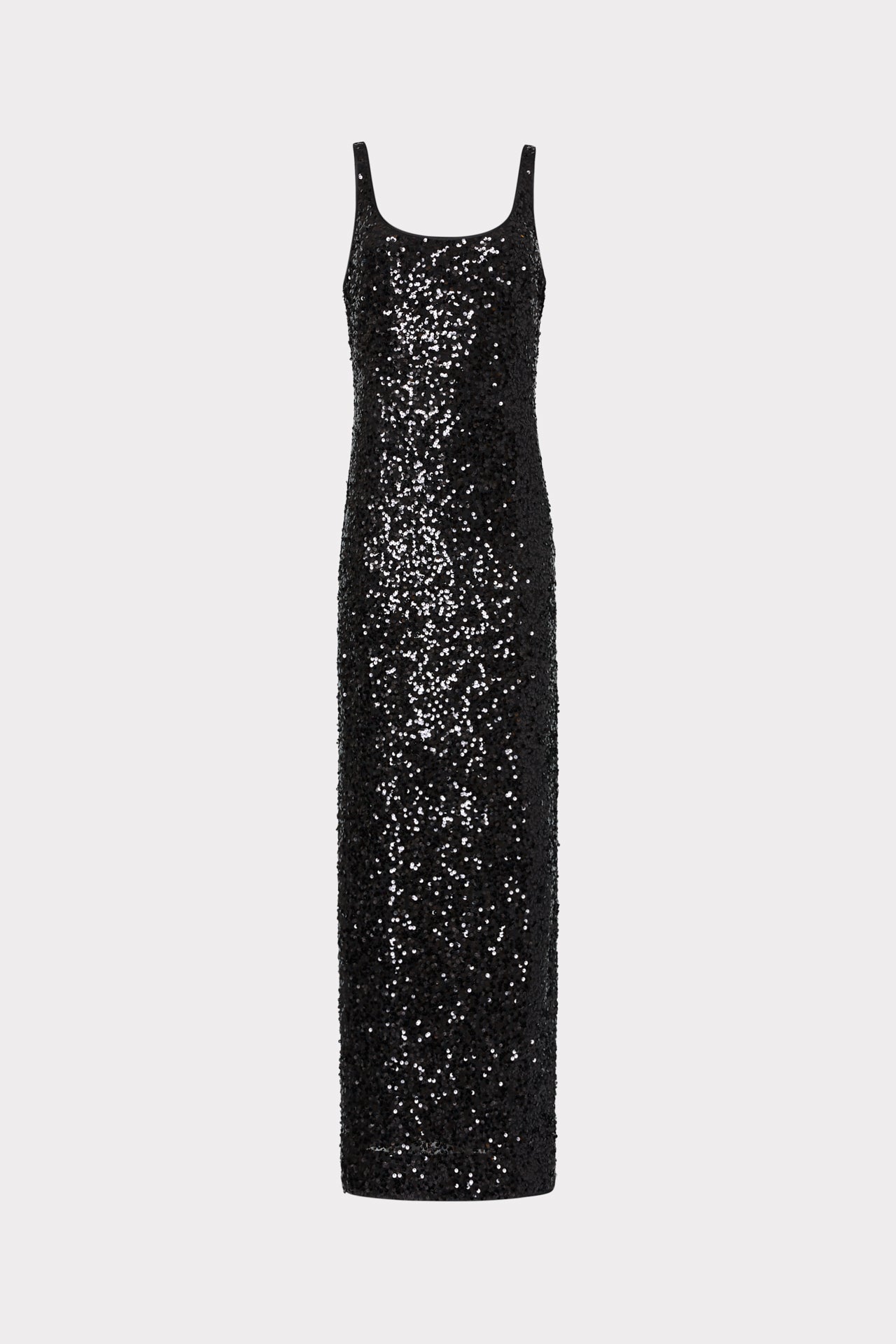 Tatum Stretch Shimmer Sequins Scoop Neck Dress in Black