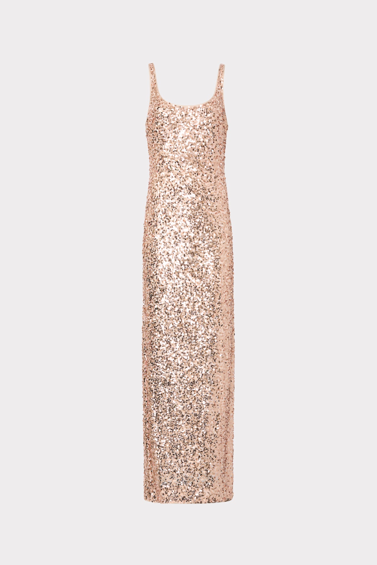 Tatum Stretch Shimmer Sequins Scoop Neck Dress in Champagne