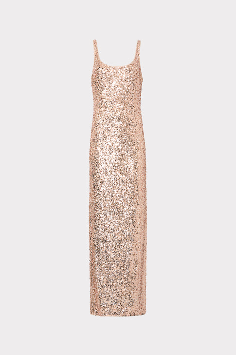Champagne Sequin Tatum Maxi Dress - Flat Lay | MILLY
