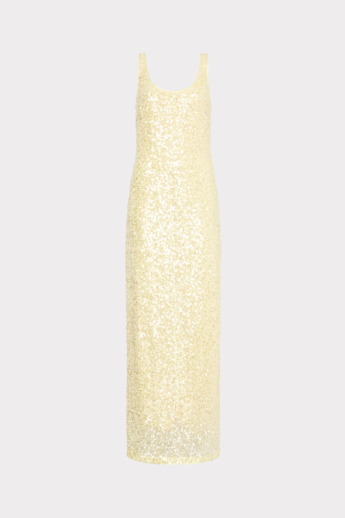 Yellow Sequin Tatum Maxi Dress - Product View | MILLY