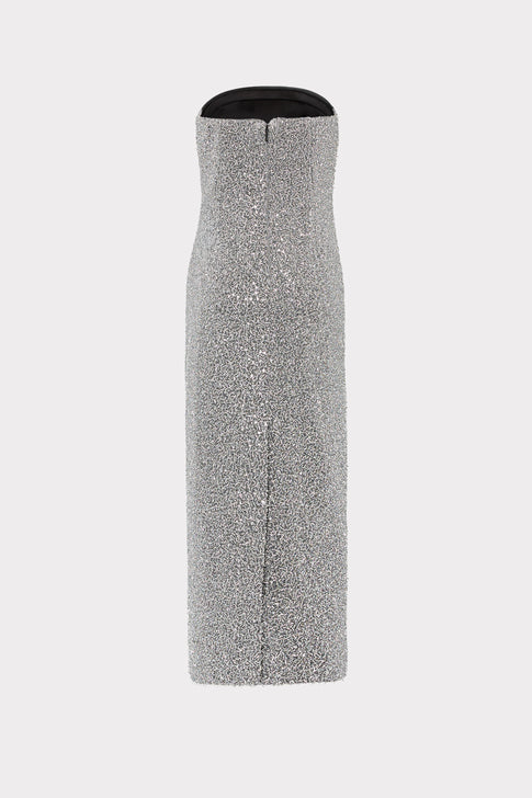 Katy Sequin Strapless Ruffle Dress Silver Image 5 of 5