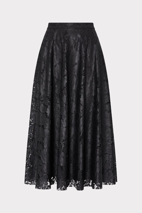 Otha Textured Lace Midi Skirt Black Image 1 of 4
