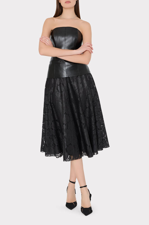 Otha Textured Lace Midi Skirt Black Image 2 of 4