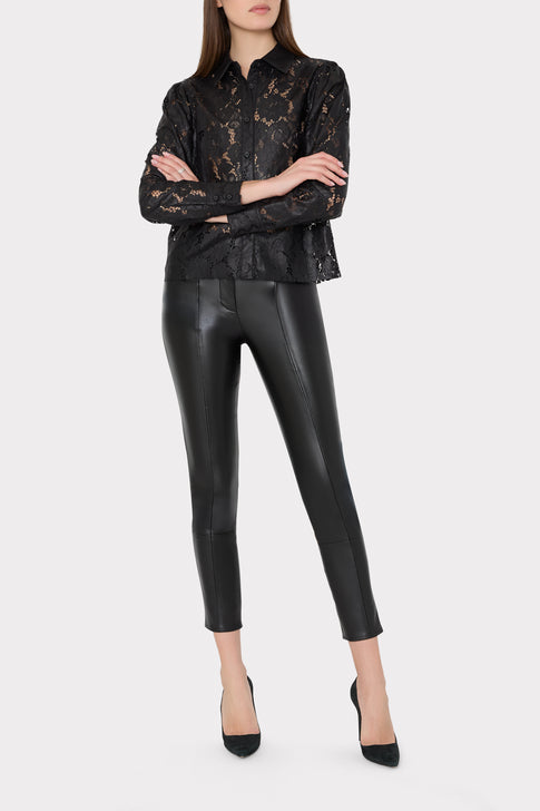 Arlo Textured Lace Button Down Black Image 2 of 4