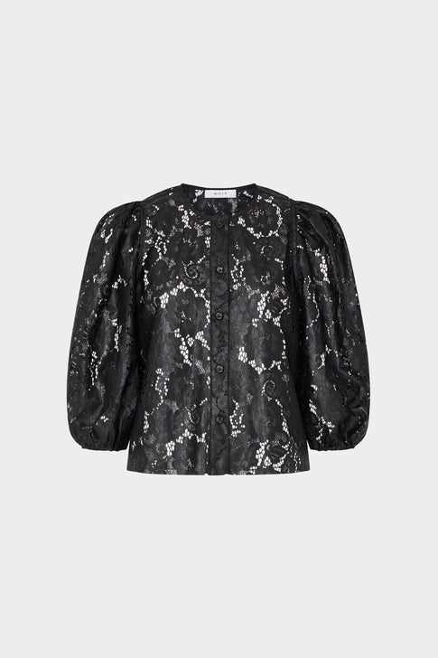 Nannie Textured Lace Top Black Image 1 of 4