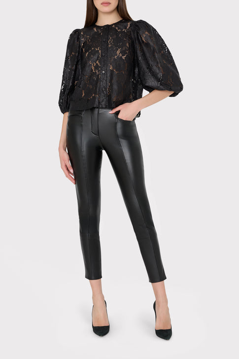 Nannie Textured Lace Top Black Image 2 of 4