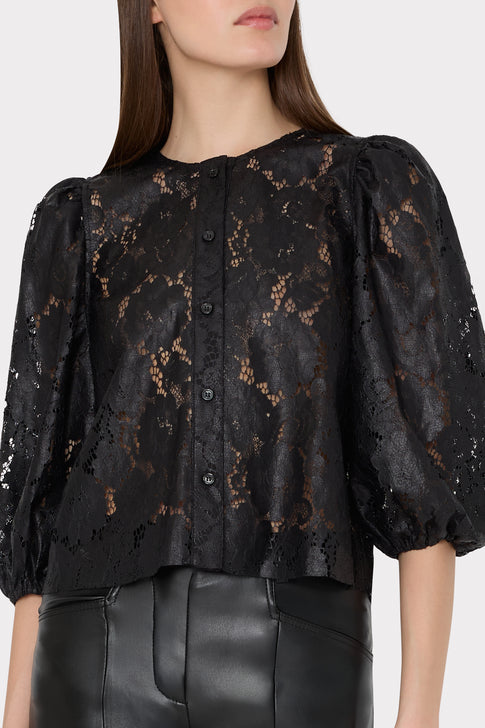 Nannie Textured Lace Top Black Image 3 of 4