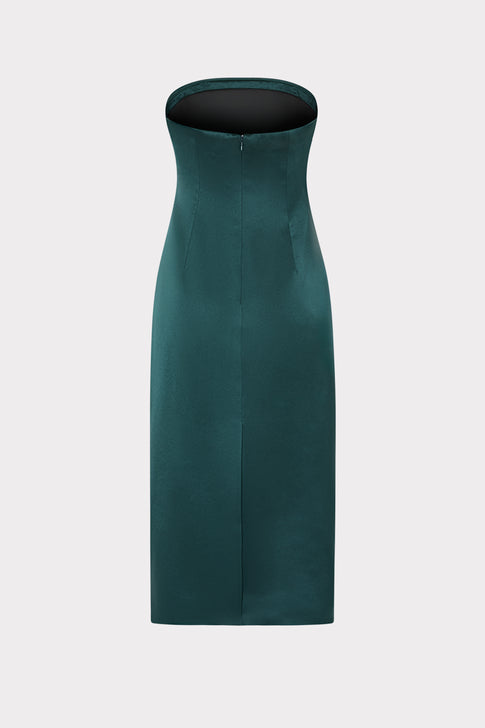 Ravi Hammered Satin Ruffle Dress Green Image 6 of 6