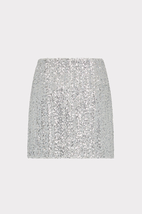 Rhea Sequin Bow Tie Mini Skirt Silver Image 4 of 4