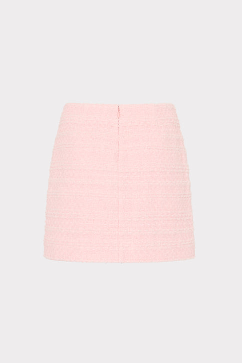 Blush Tweed Mini Skirt - Back View with Center Seam | MILLY