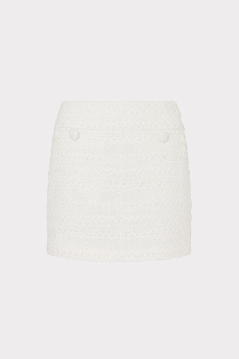 Ecru Tweed Mini Skirt with Pocket Button Details - Flat Lay | MILLY