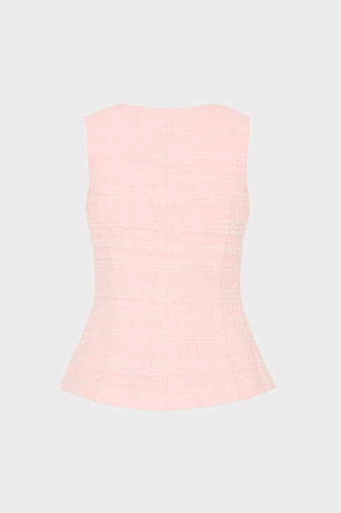 Blush Tweed Vest-Style Top - Back View Flat Lay | MILLY