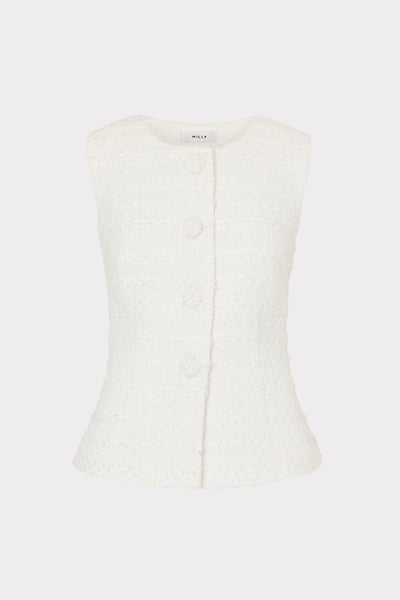 Bibiy. ホワイト トップス　 KATHERYN TWEED TOP Bryn Tweed Top in Ecru | MILLY
