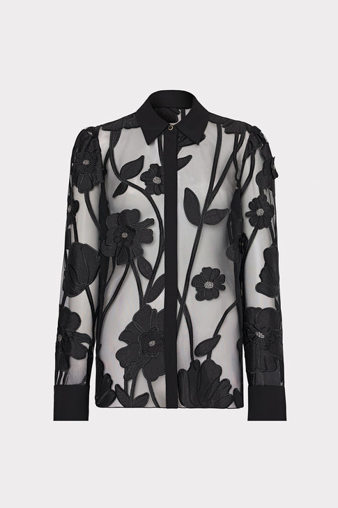 Ashton Grand Fleur Embroidered Top Black Image 1 of 4