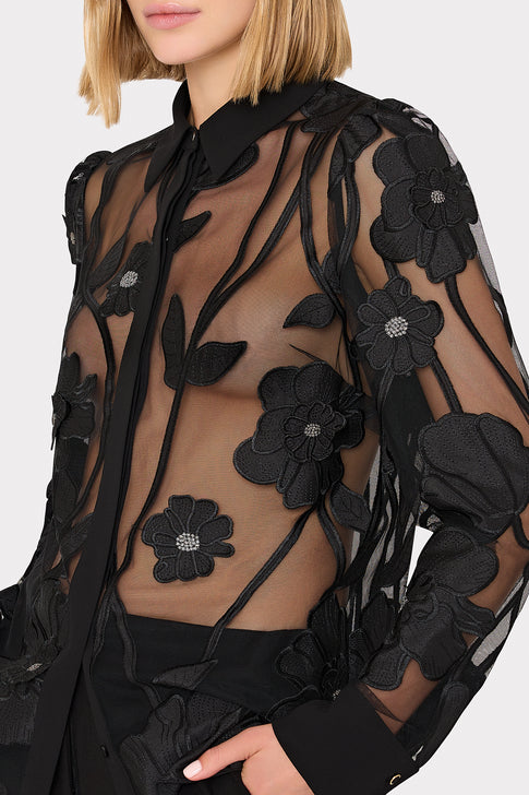 Ashton Grand Fleur Embroidered Top Black Image 3 of 4