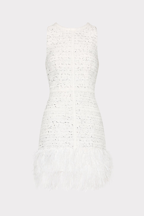 Raven Metallic Tweed Feather Dress White/Silver Image 1 of 5