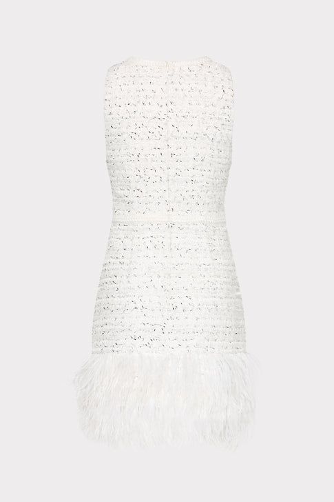 Raven Metallic Tweed Feather Dress White/Silver Image 5 of 5