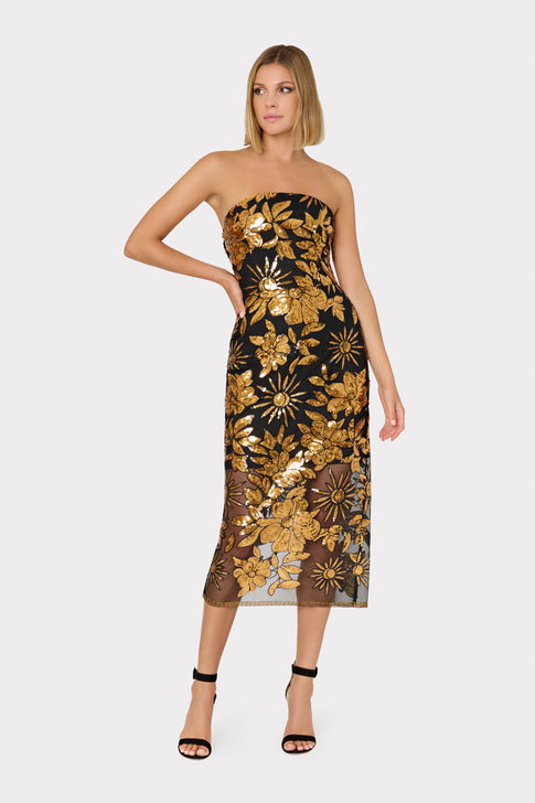 Kait Holiday Nights Sequins Dress Gold Multi Image 2 of 4