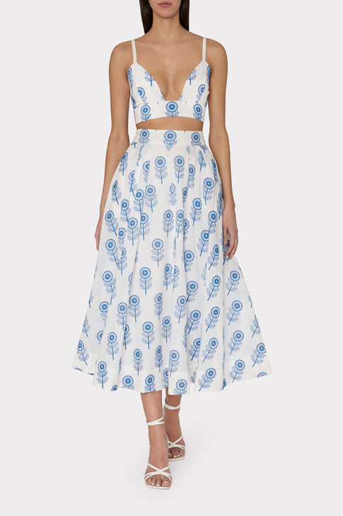 Poppy Embroidery Skirt White/Blue Image 2 of 5