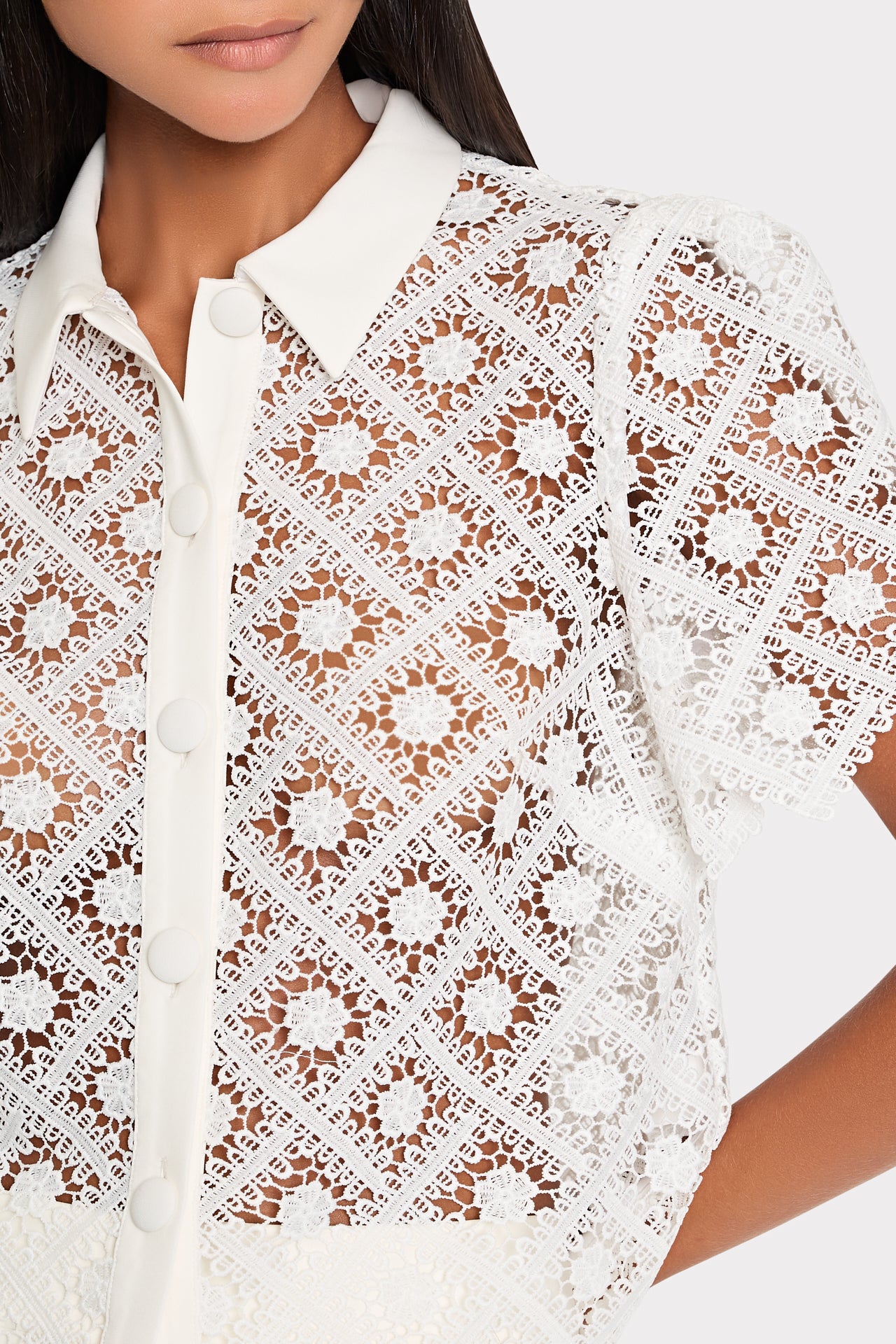 Addison Tile Lace Top in Ecru | MILLY