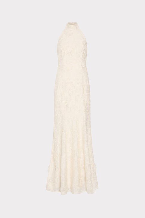 Ecru Embroidered Josefina Maxi Dress - Front View | MILLY