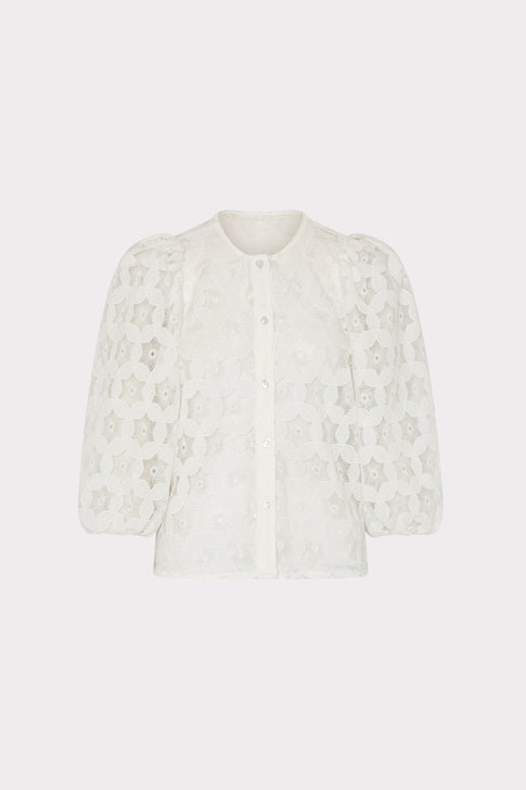 Nannie Circular Embroidery Eyelet Top White Image 1 of 4