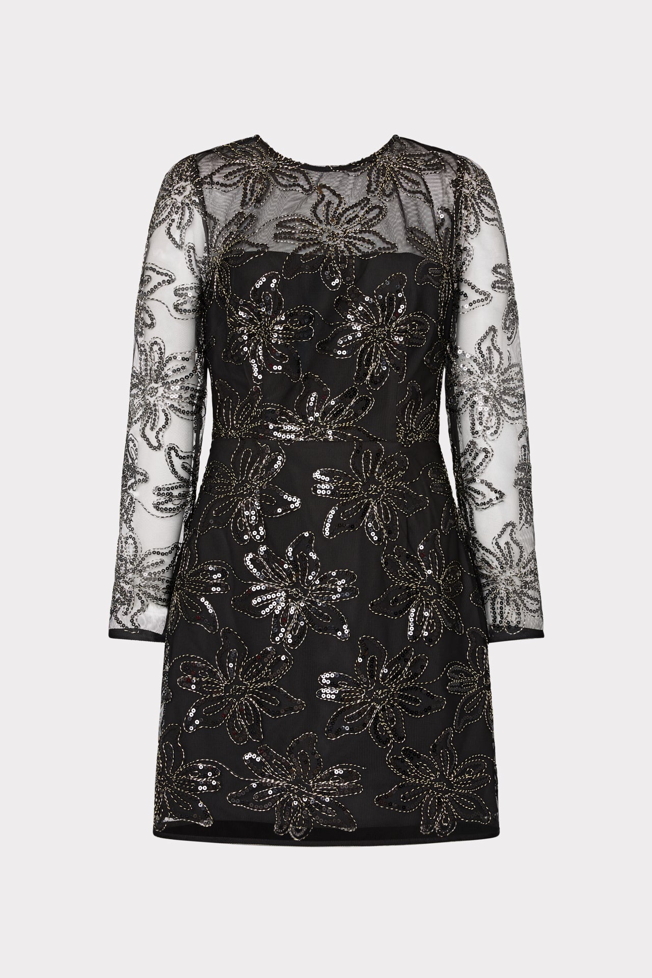 Milly Adele Embroidered Mesh Long Sleeve Mini Dress 4