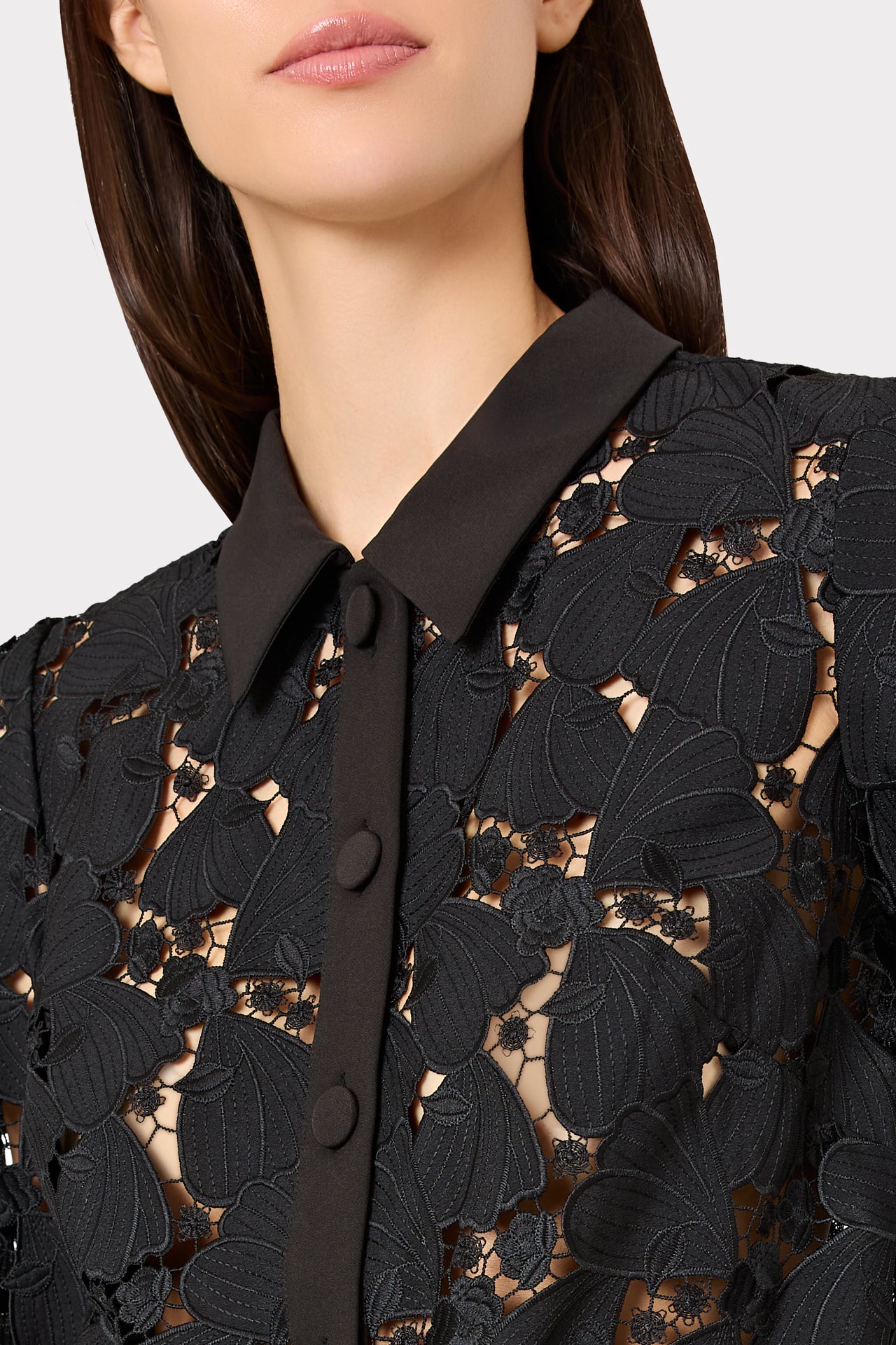 June Embroidered Lace Top in Black