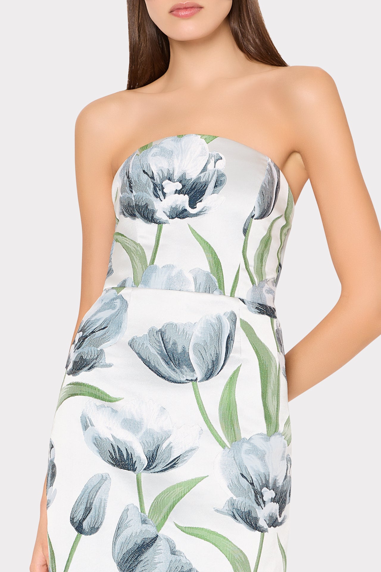Orion Tulip Jacquard Dress in Blue | MILLY