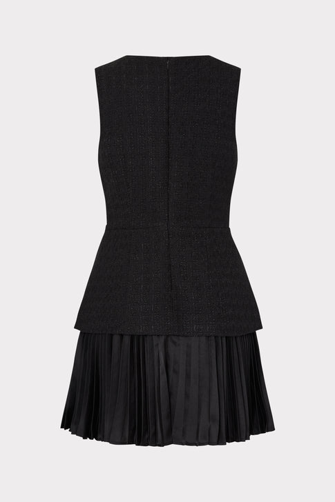 Boucle Mixed Media Mini Dress Black Image 5 of 5