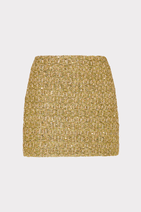 Metallic Tweed Modern Mini Skirt Gold Image 1 of 4