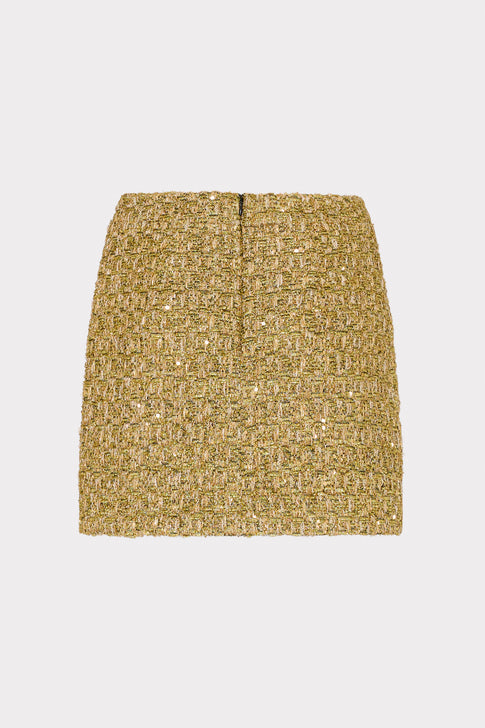 Metallic Tweed Modern Mini Skirt Gold Image 4 of 4