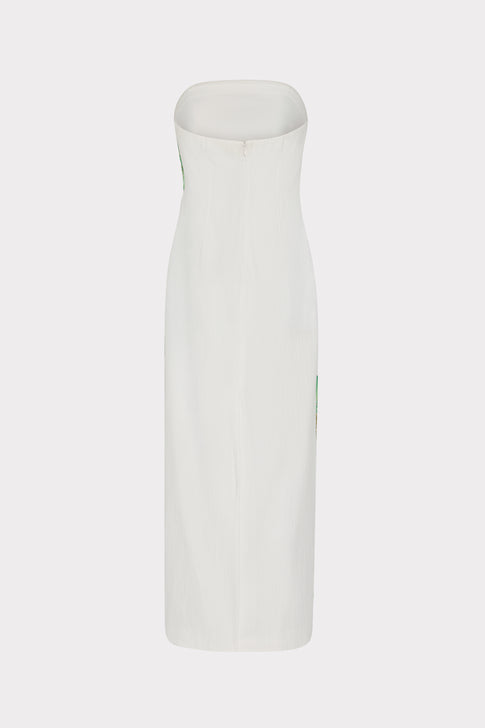 Clara Embroidered Maxi Dress in White Multi