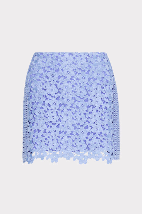 Laura Floral Geo Combo Lace Mini Skirt Sky Blue Image 1 of 4