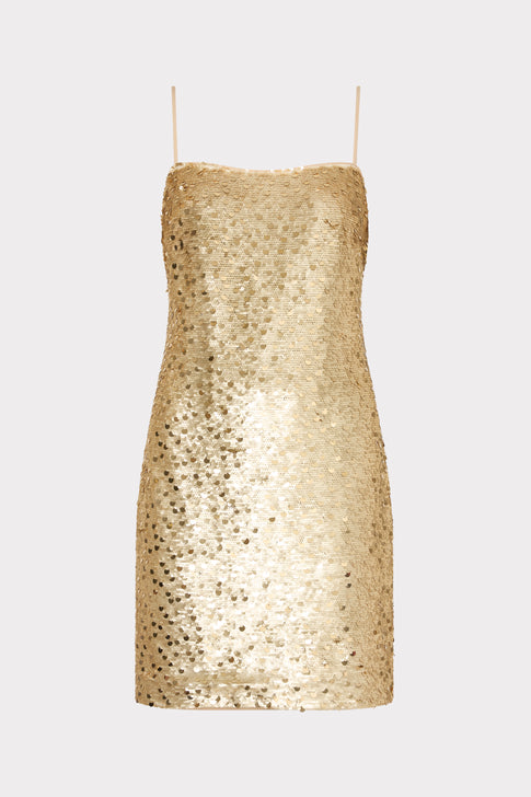 Colette Gold Dot Sequin Mini Dress Gold Image 1 of 5