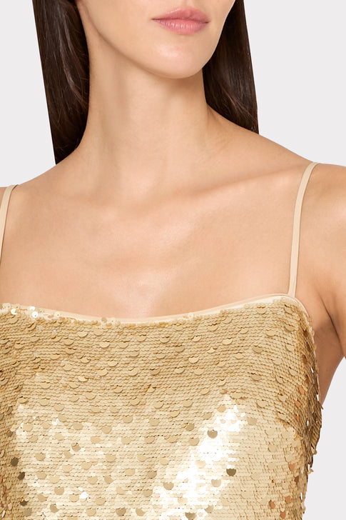 Colette Gold Dot Sequin Mini Dress Gold Image 4 of 5