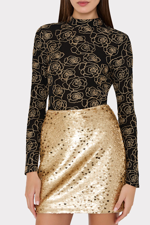 Modern Mini Gold Dot Sequin Skirt Gold Image 2 of 4