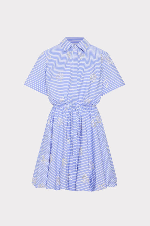 Milly Willa Beaded Mini Dress - Blue White