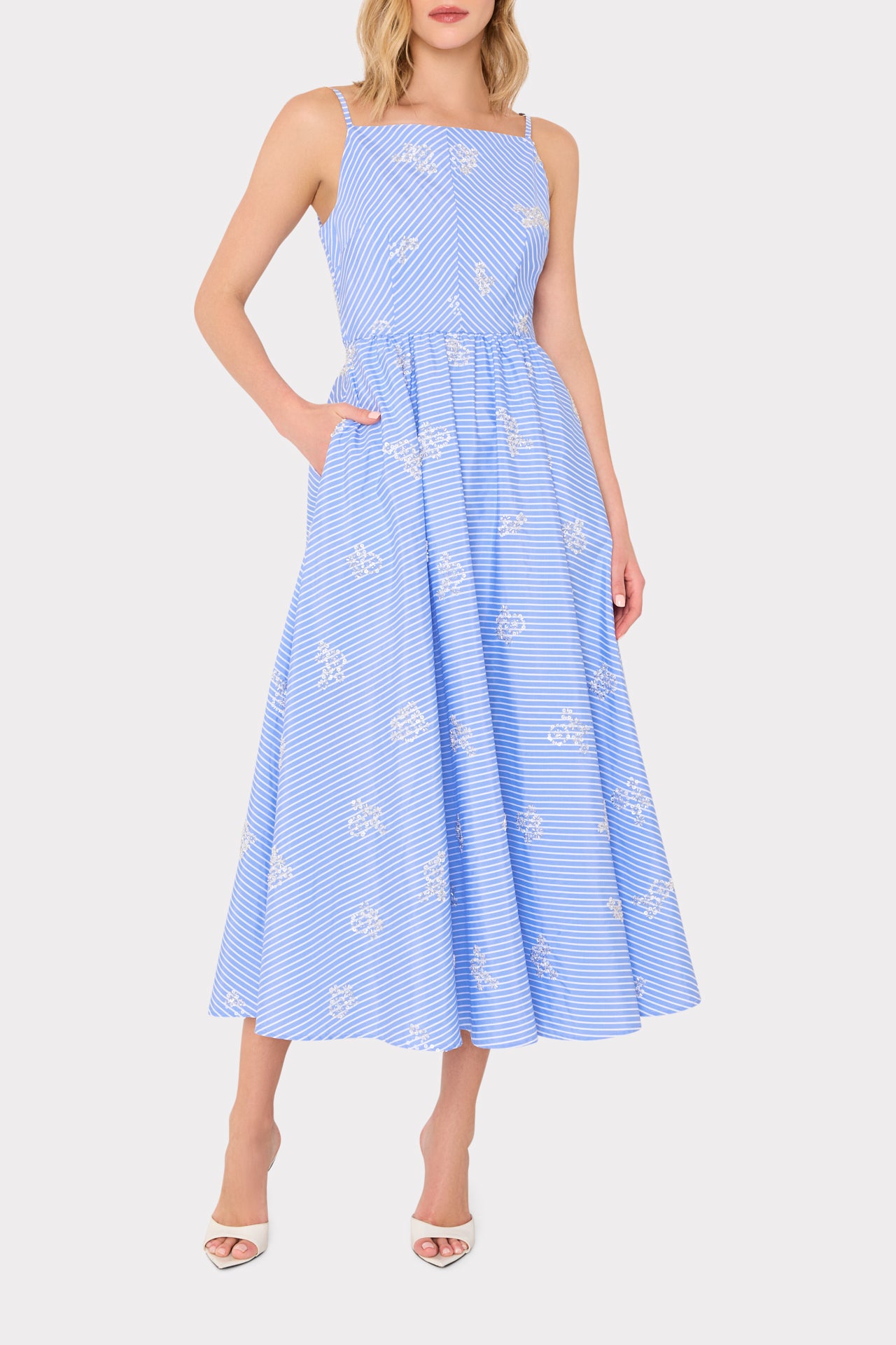 Milly Women's Emily Beaded Dress - Blue - Size 6 - Blue/White Milly Women's Emily Beaded Dress - Blue - Size 6 - Blue/White