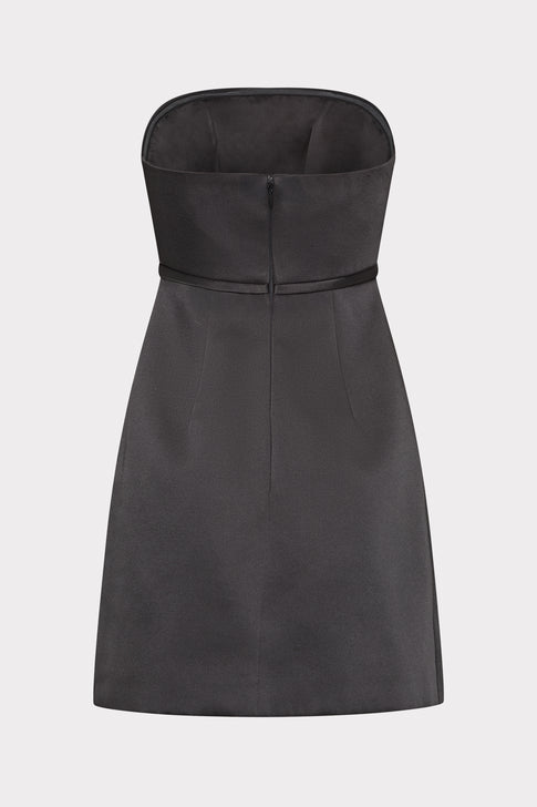 Robin Duchess Satin Bow Mini Dress Black Image 4 of 4