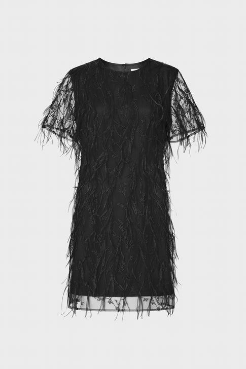 Rana Feather Dress Black Image 1 of 4