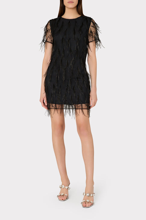 Rana Feather Dress Black Image 2 of 4