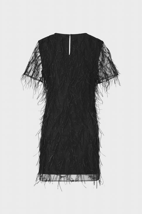 Rana Feather Dress Black Image 4 of 4