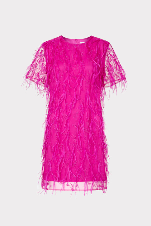 Rana Feather Dress Fuchsia Image 1 of 4