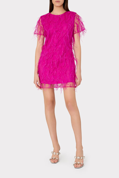 Rana Feather Dress Fuchsia Image 2 of 4