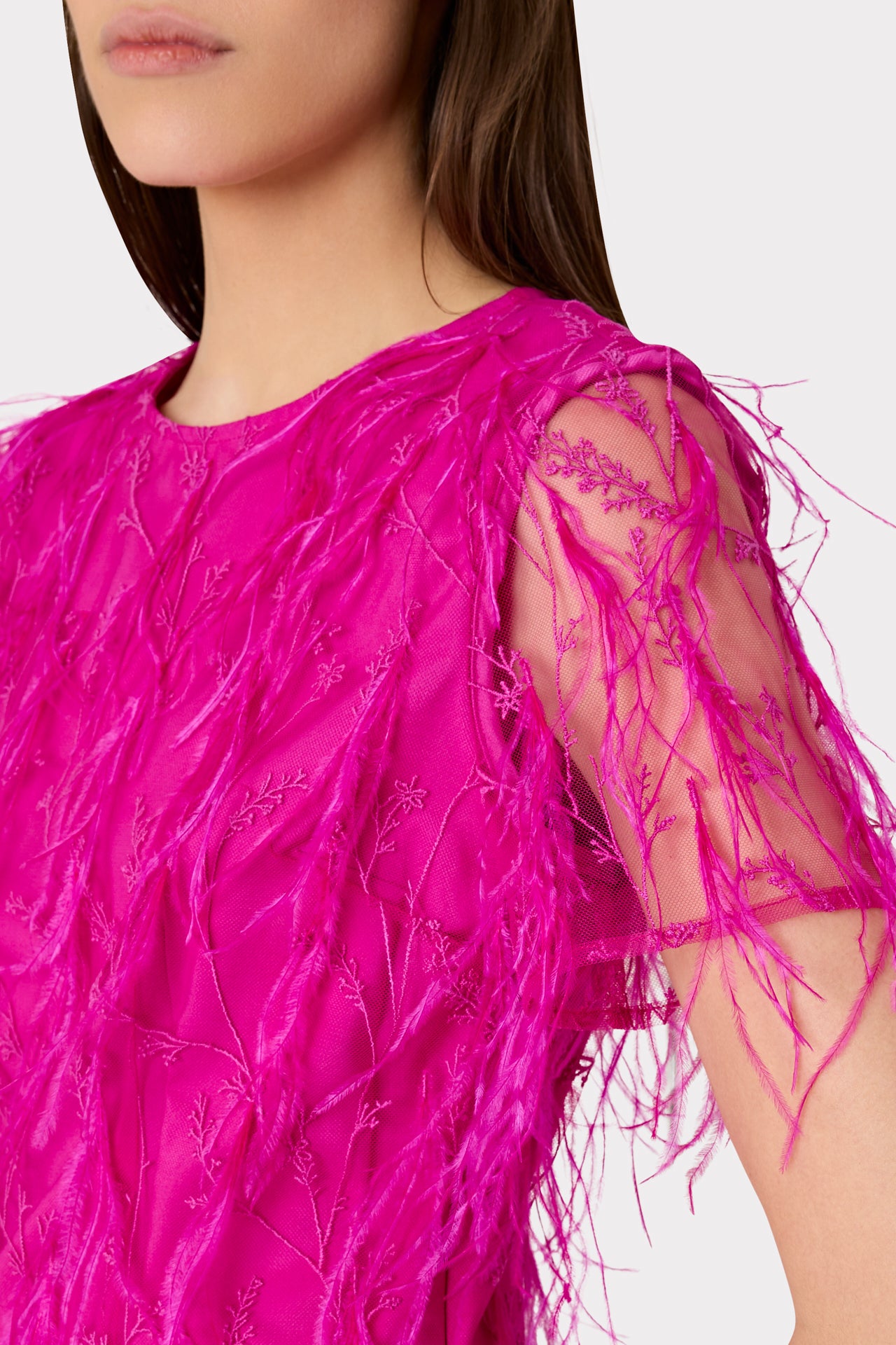 Rana Feather Dress In Fuchsia MILLY rana-feather-dress-in-fuchsia-milly