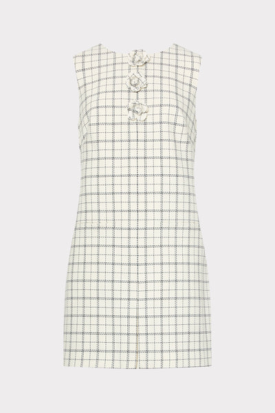 Saylor Plaid Mini Dress in White/Black