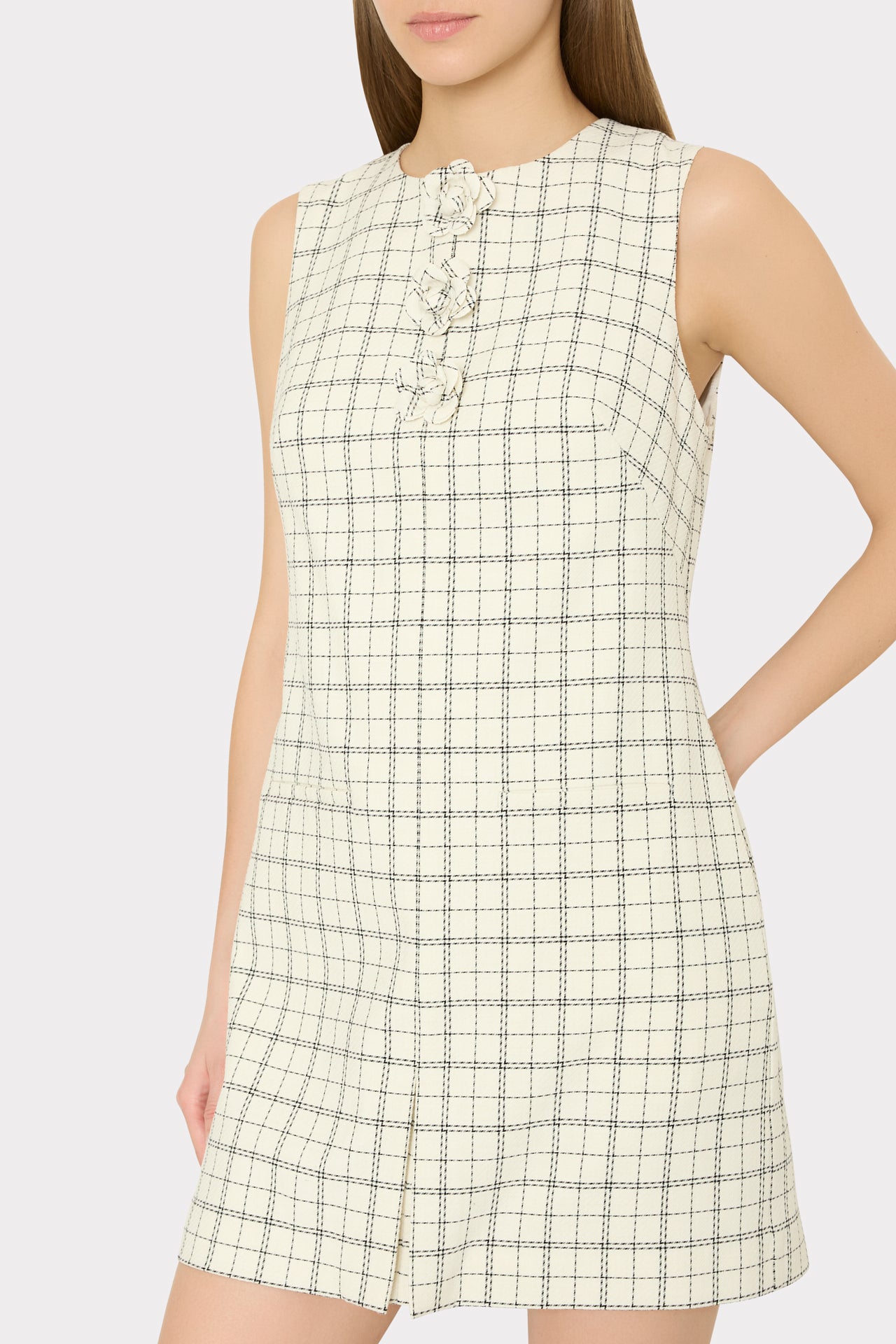 Saylor Plaid Mini Dress in White/Black | MILLY Saylor Plaid Mini Dress in White/Black | MILLY