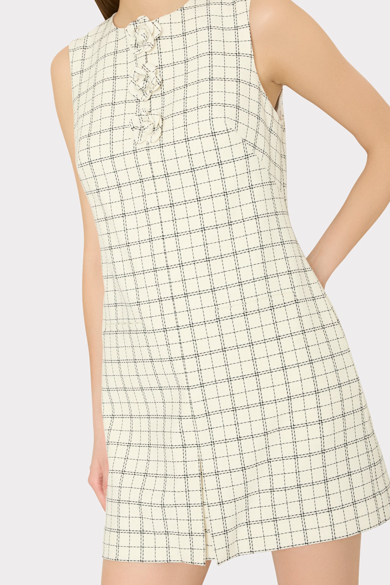 Saylor Plaid Mini Dress in White/Black | Milly Saylor Plaid Mini Dress in White/Black | Milly